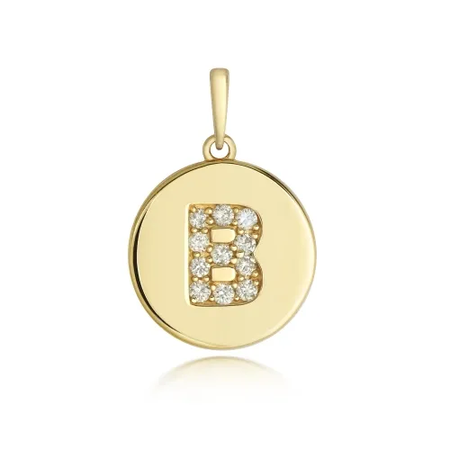 Diamond Initial Pendant 9ct Yellow Gold 1.10g  B